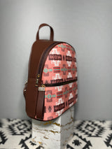 Peach-Brown Native Design Mini-Backpack