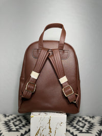 Peach-Brown Native Design Mini-Backpack