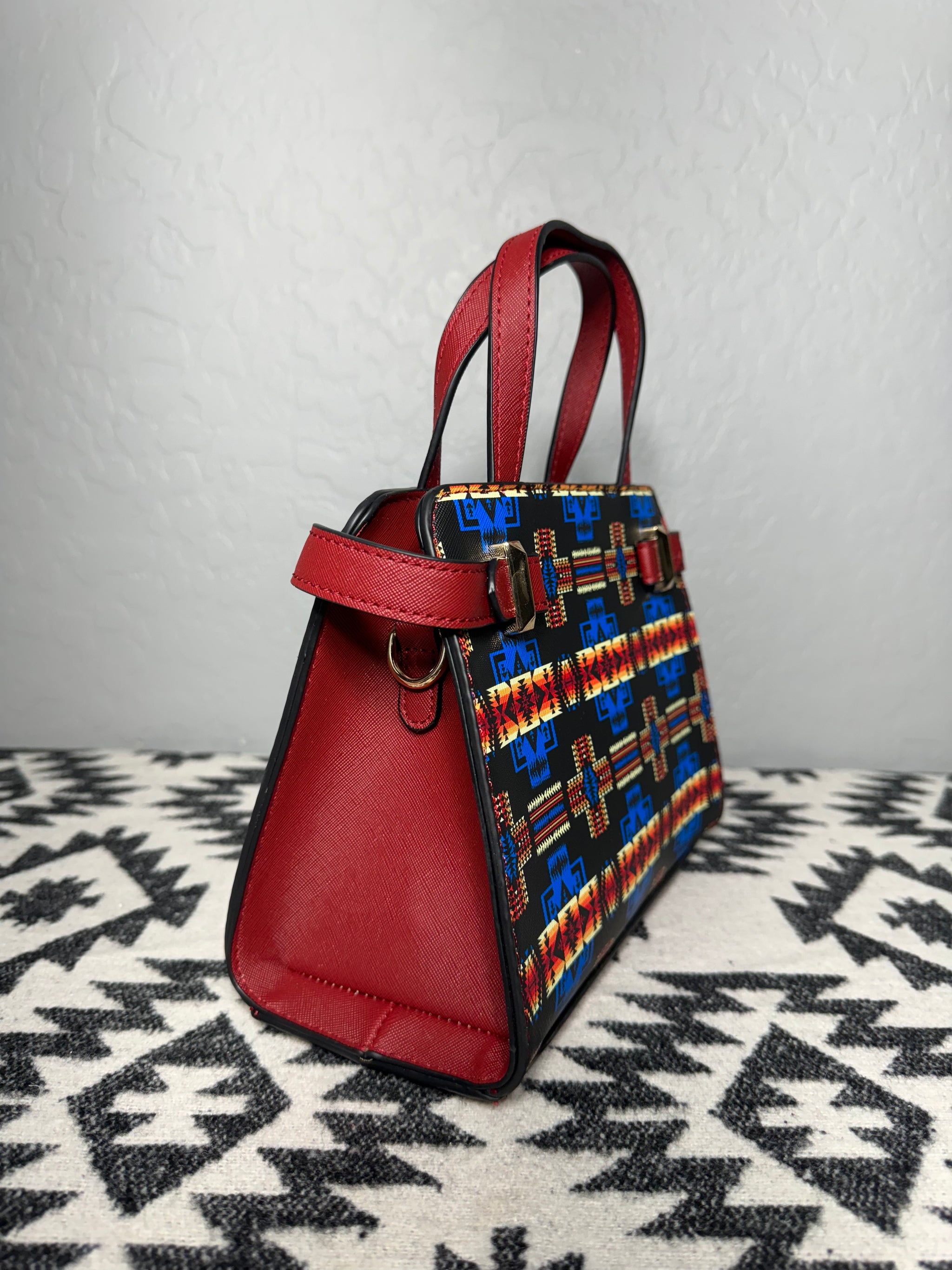 Red-Black-Blue Native Design Mini-Purse