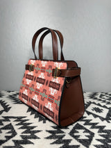 Peach-Brown Native Design Mini-Purse