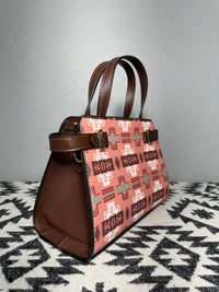 Peach-Brown Native Design Mini-Purse