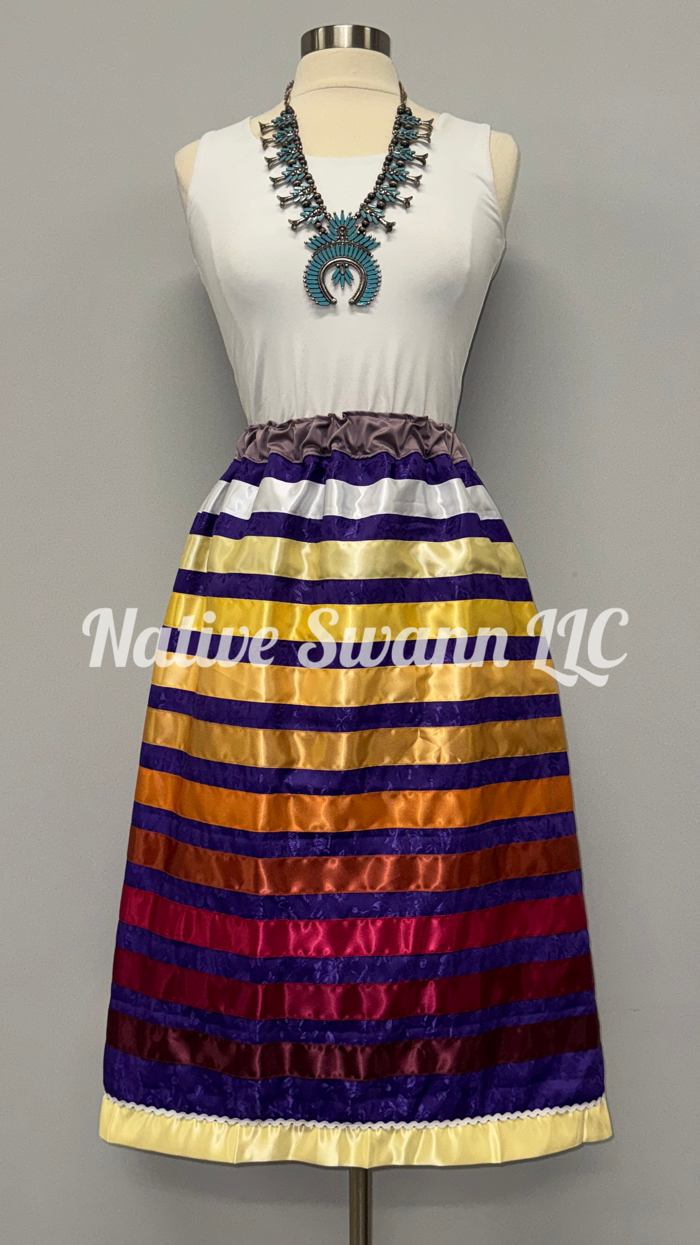 Purple Roses Satin Ribbon Skirt w/ Pockets