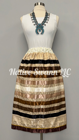 Beige Roses Satin Ribbon Skirt w/ Pockets
