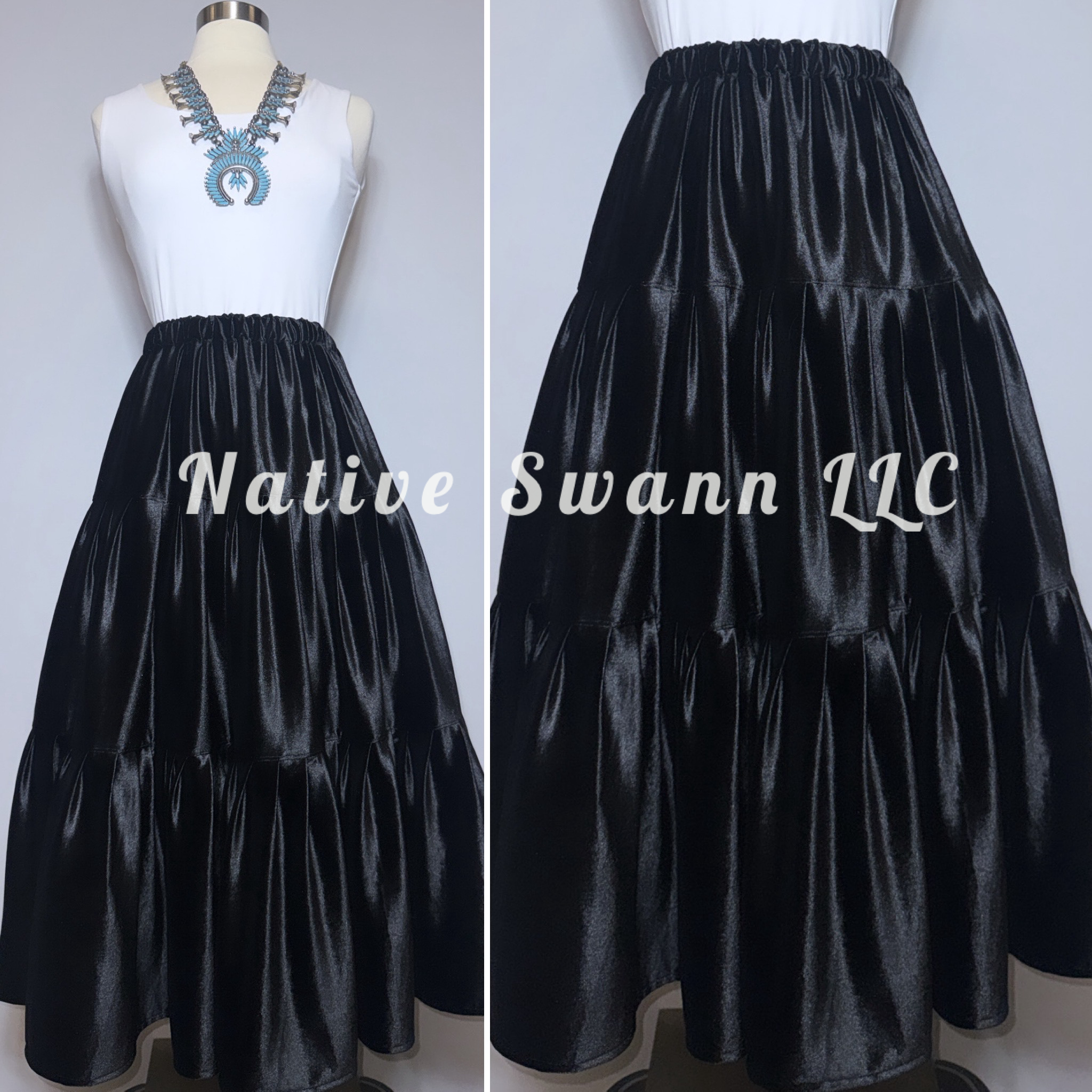 Black 3 Tier Velvet Skirt